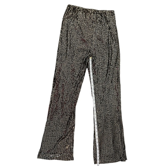Black and Gold Sequin High Waisted Sparkly Wide leg Pants Wide Leg Pants. Med. - Picture 9 of 15